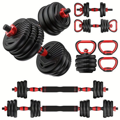 Adjustable Dumbbell Set: 20-90lbs, 4-in-1 Weight Set for Home Gym, Barbell, Kettlebell, Push-up, Men & Women Fitness Workout Equipment - Hiccupzz