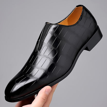 Stone Pattern Casual Leather Shoes Breathable Slip On - Hiccupzz
