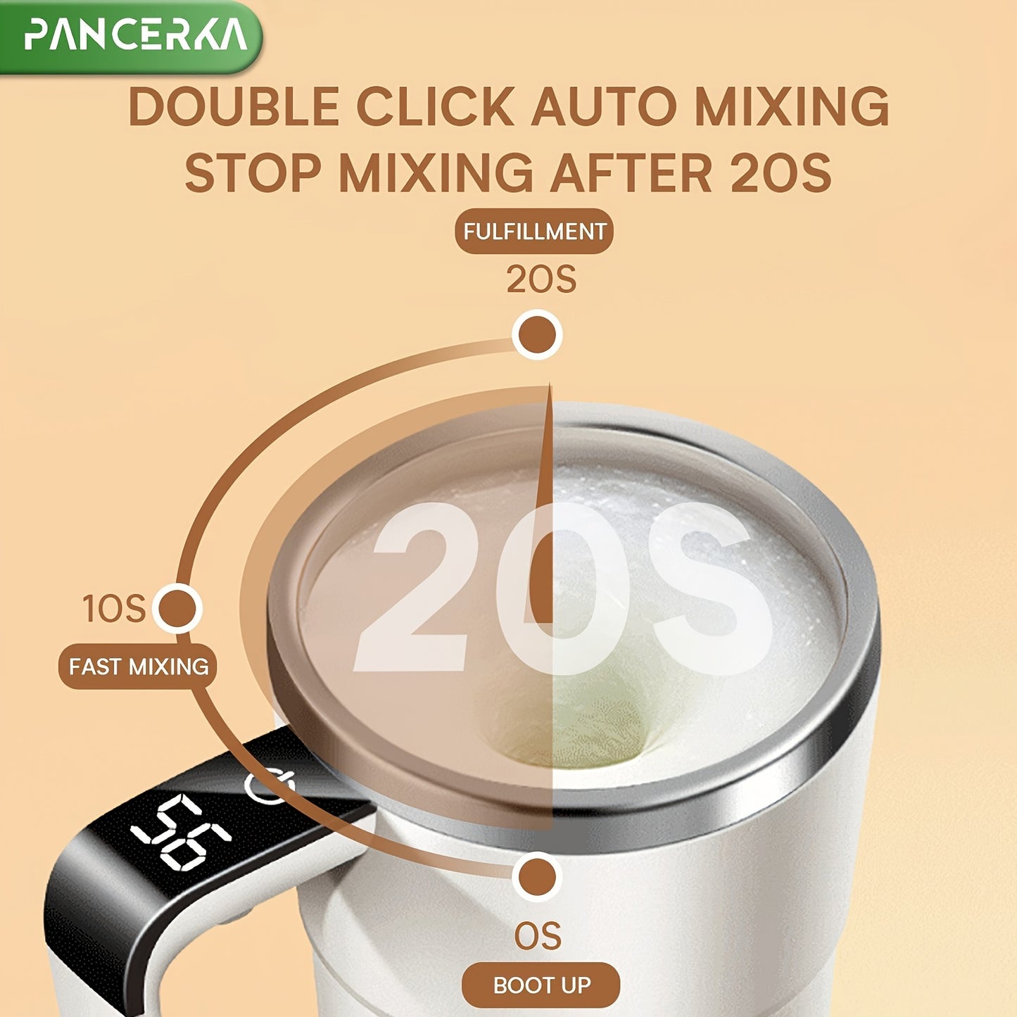 Rechargeable Self-Stirring Coffee Mug with Temperature Display - USB Charging, Sealed Travel Tumbler for Milk, Chocolate & Mocha