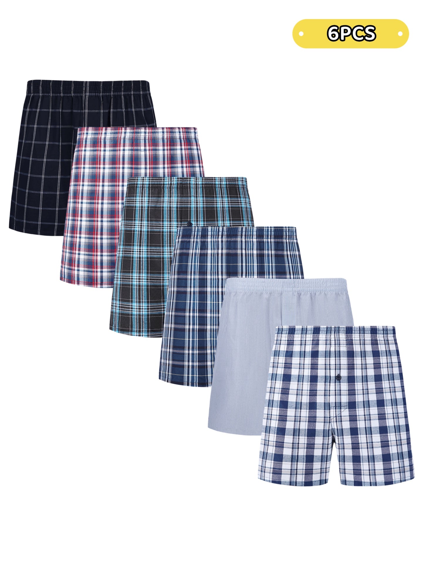 JupiterSecret Men's Woven Boxer Shorts - 6/10-Pack, Elastic Waistband, Random Colors