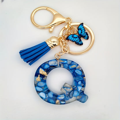 Blue Butterfly Alphabet Initial Keychain - Cute Resin Charm for Bags and Daily Use - Hiccupzz