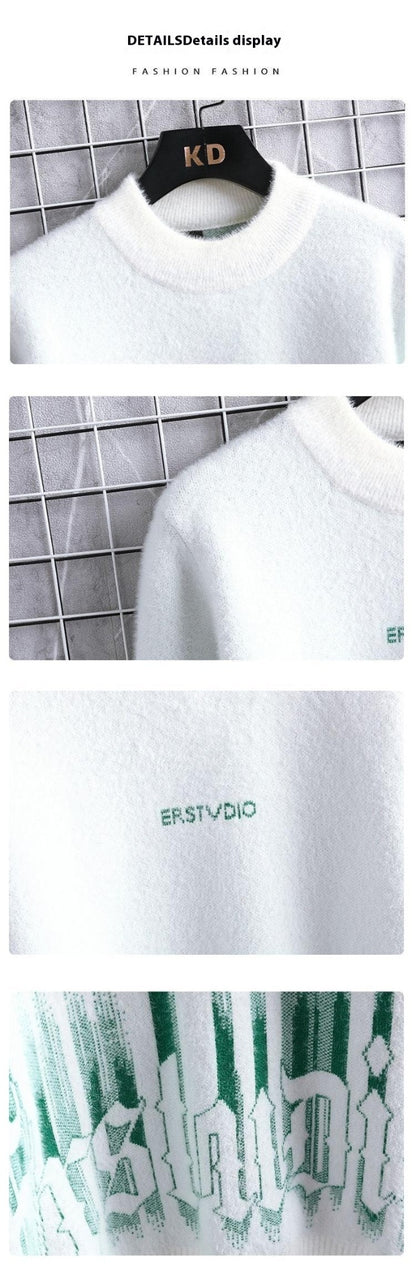 Men's Winter Thickened Half High Collar Warm Sweater