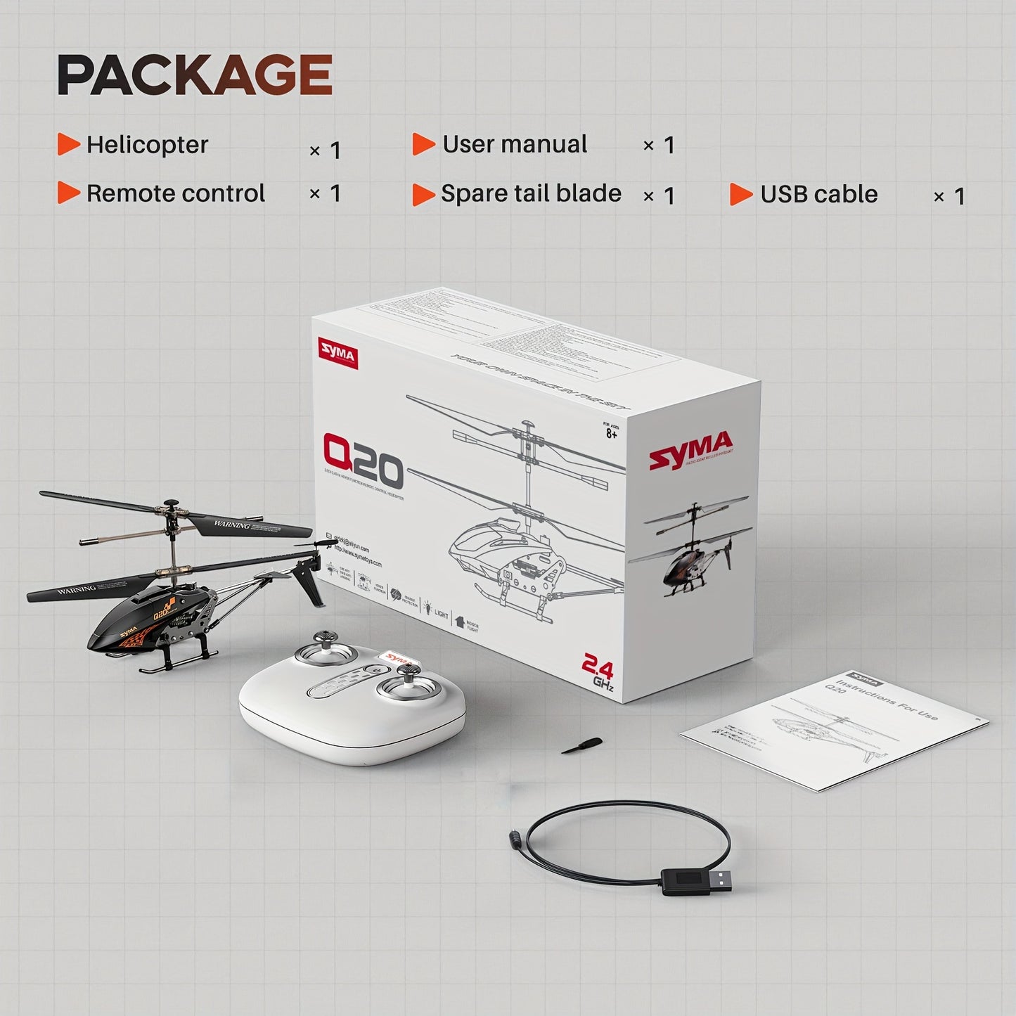 SYMA Q20 RC Helicopter - Beginner-Friendly, 3.5 Channel Gyro-Stabilized Quadcopter, USB Rechargeable Aluminum Alloy