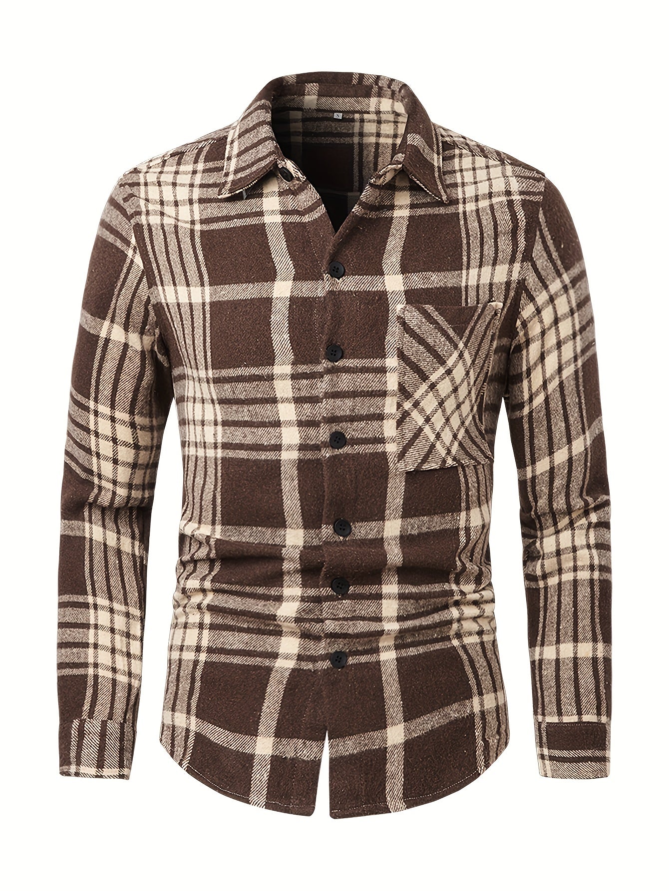 Men's Flannel Plaid Lapel Button Short Pocketed Shirts Coats