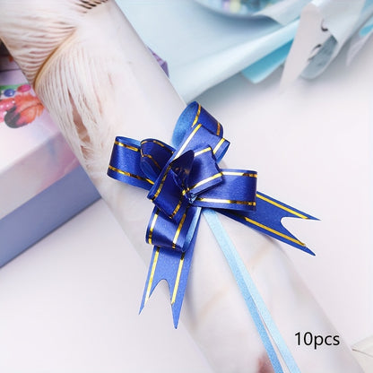 Small Hand Pull Flower Ribbon Bows (10/50pcs): Perfect for Gift Wrapping, Holiday Decor, and Wedding Decorations - Hiccupzz