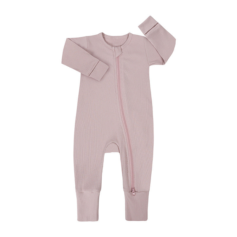 Baby Onesie - Long Sleeve Double Zipper Pajamas with Hand & Foot Wraps