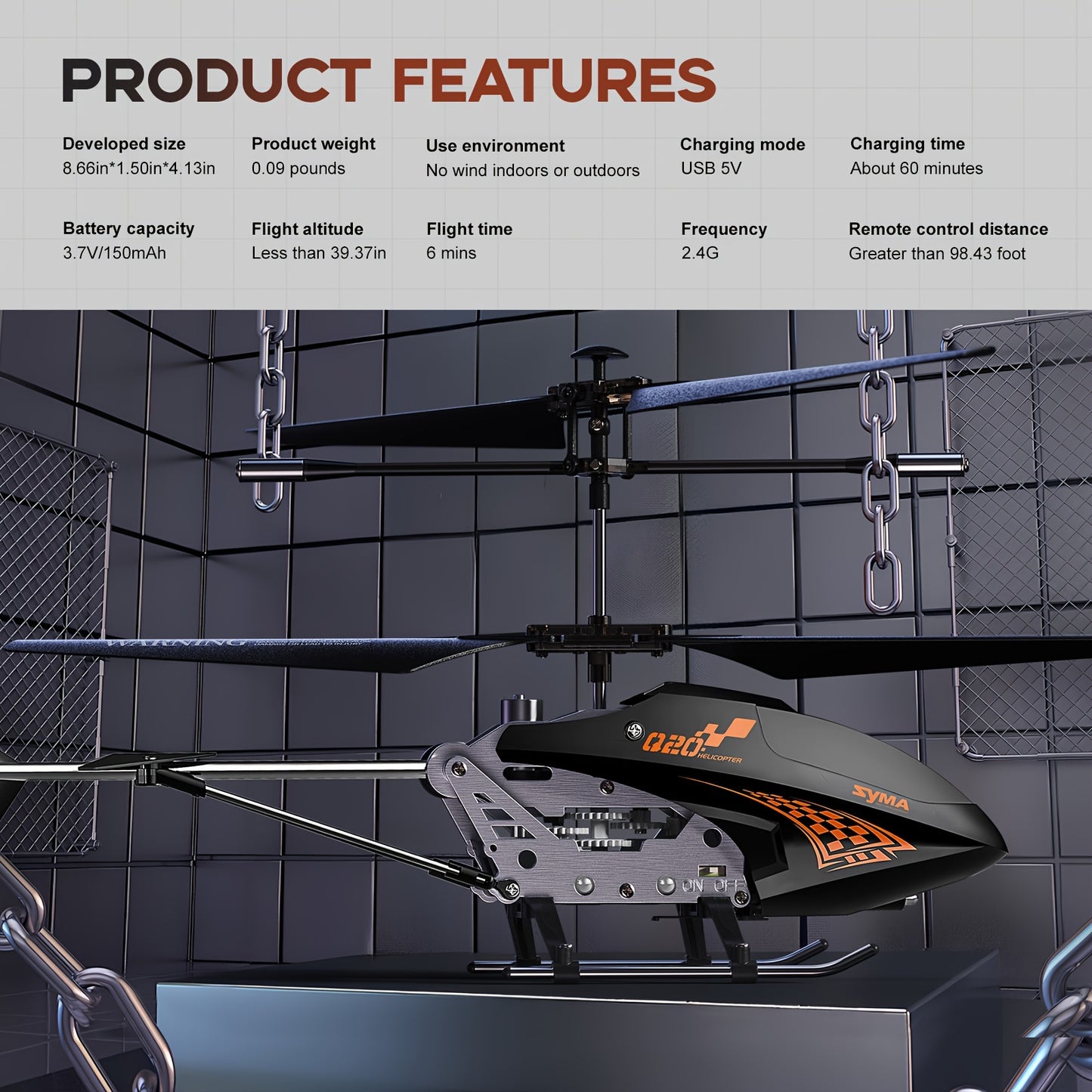 SYMA Q20 RC Helicopter - Beginner-Friendly, 3.5 Channel Gyro-Stabilized Quadcopter, USB Rechargeable Aluminum Alloy