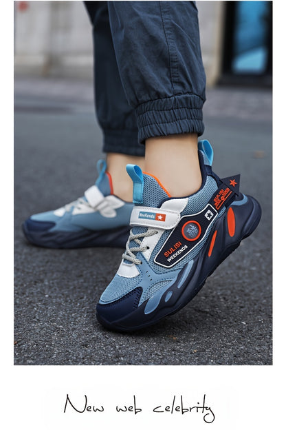 Boys' Casual Low-Top Mesh Sneakers - Breathable, Non-Slip Running Shoes for All Seasons. - Hiccupzz