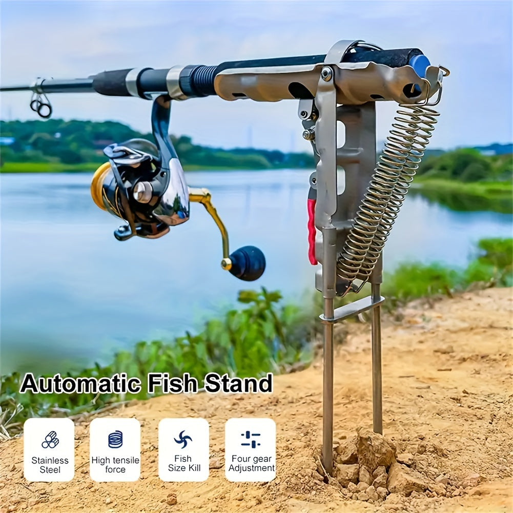 Automatic Fishing Rod Holder, High Sensitivity Double Spring Ground Fishing Rod Holder - Stainless Steel