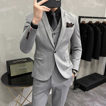 Striped Suit Men's Three-piece Suit - Hiccupzz