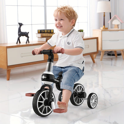 3-in-1 Kids Tricycles for 1-4 Years, Detachable Pedal & Training Wheels, Baby Balance Bike