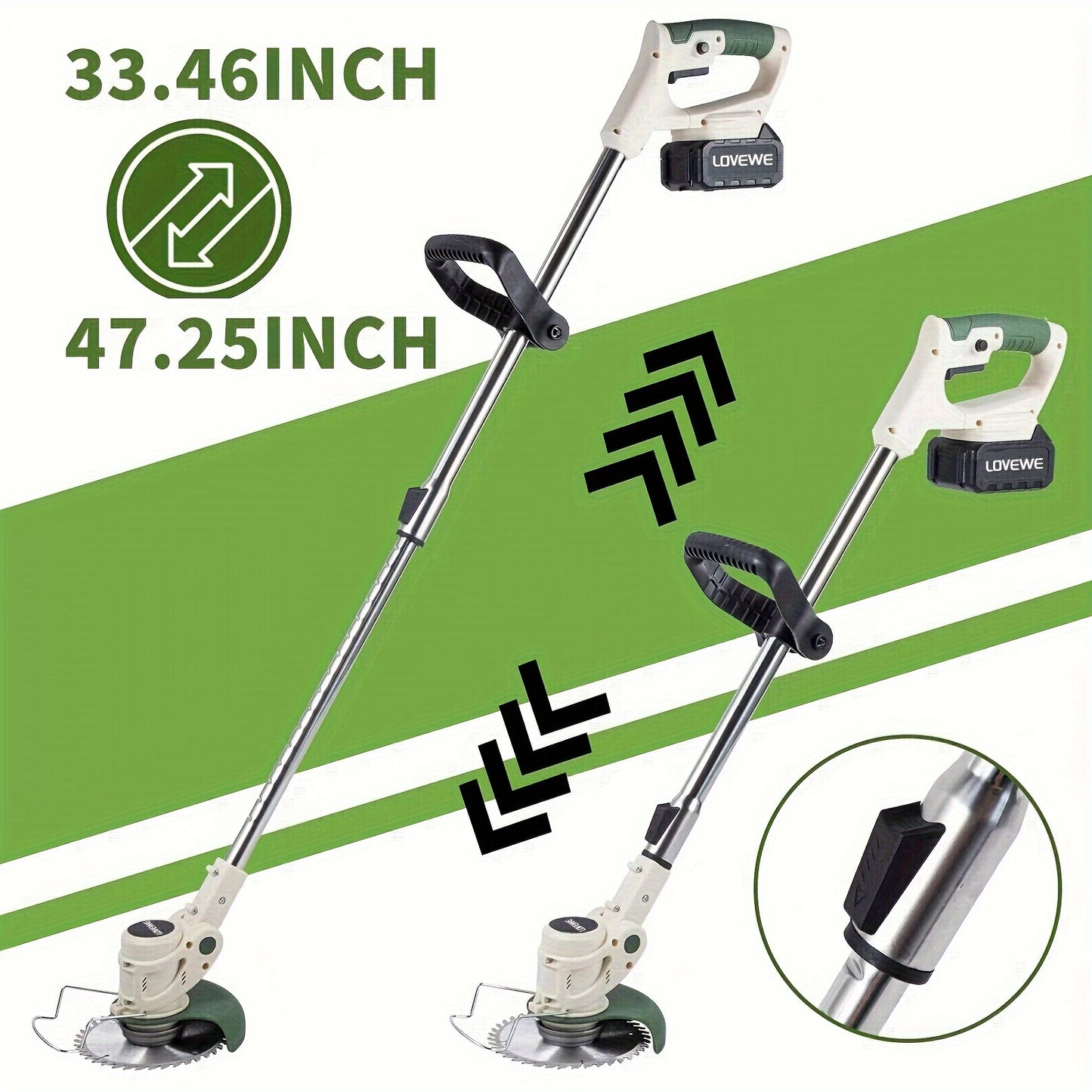 2-Battery 2-Blade Cordless Weed Eater - Lightweight Stainless Steel Electric Weeder Trimmer