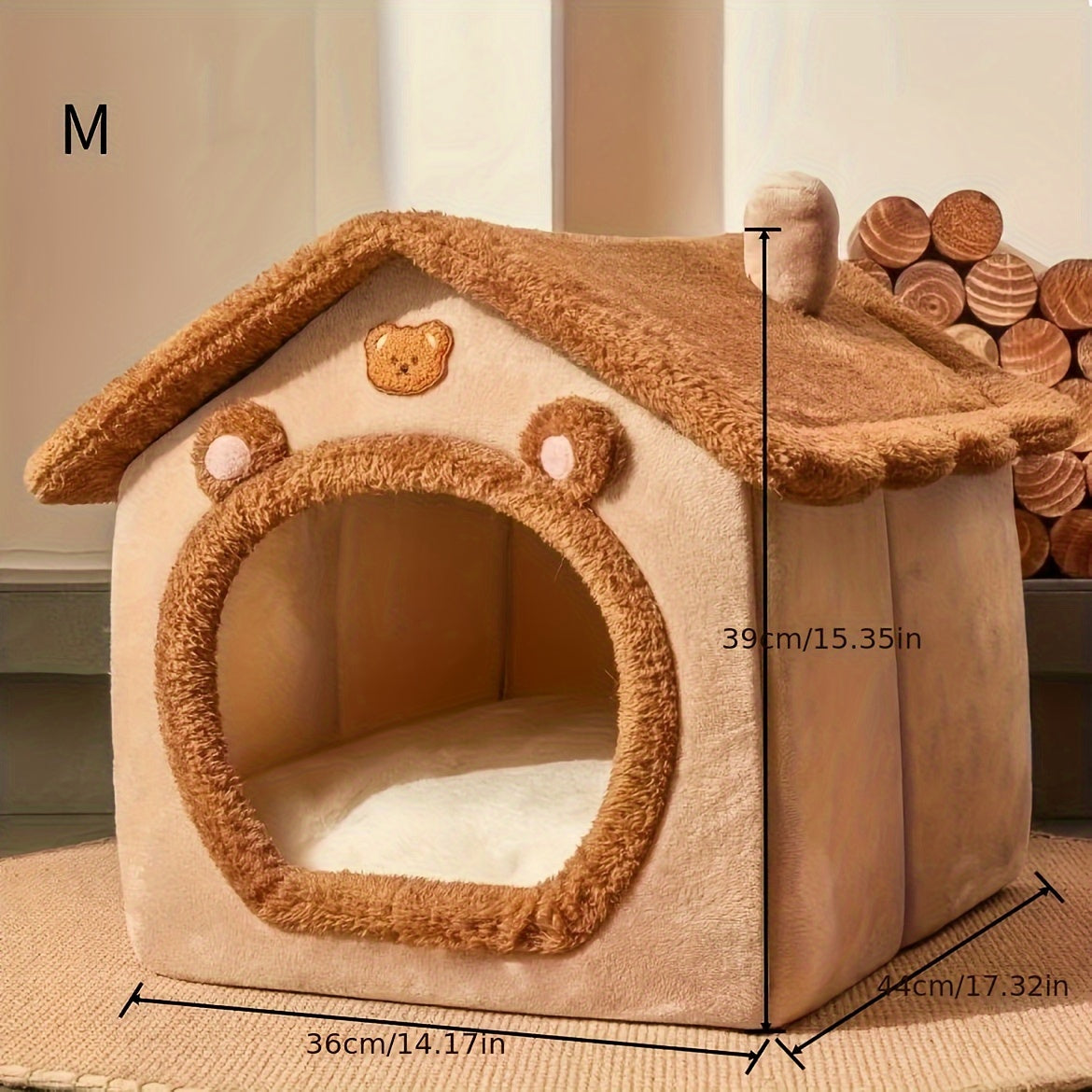 1 Pc Luxury Cozy Cat Bed - Removable, Washable, Warm Plush Cave