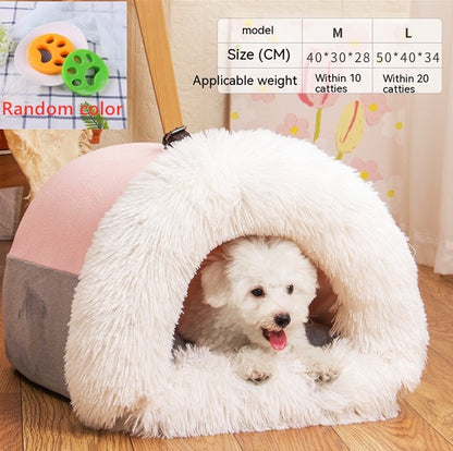 New Splice Portable Pet Nest Portable Autumn And Winter Warm Dog Nest Moisture-proof Long Fur Cat Nest Cross Border Pet Nest - Hiccupzz
