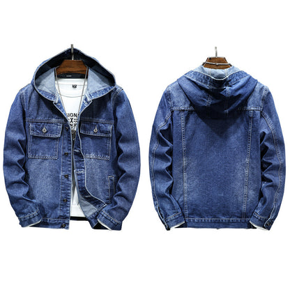 Hooded Denim Jacket Men's Spring - Hiccupzz