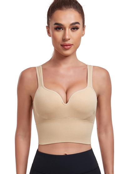 Women's Seamless U-Back Sports Bra, Non-Wired Anti-Sagging Gathered Fixed Pads, Yoga Running Fitness Sports Bra, Shockproof Athletic Wear - Hiccupzz