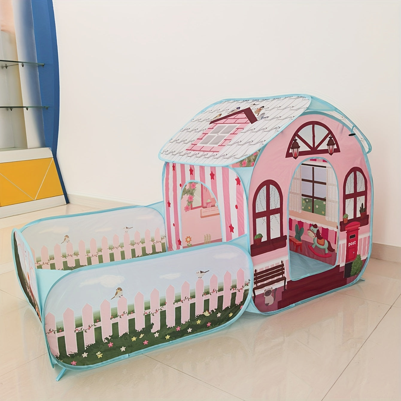 Youngsters' Pop-Up Playhouse - Pink, Durable Polyester & Steel Frame, No Assembly Required, For Indoor/Outdoor Fun