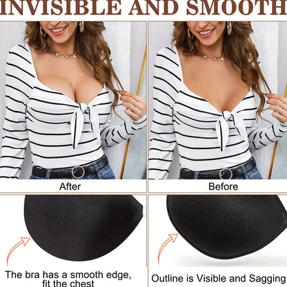 Women's Invisible Bra, Adhesive Nipple Covers, Non-Slip Breathable Underwear, Bridal Bust Stickers, Concealing Petals, Seamless & Gather Support - Hiccupzz
