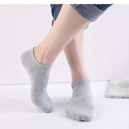 Men's Solid No Show Socks (1/5/10 Pairs): Comfy, Breathable, Casual Style for Outdoor Activities - Hiccupzz