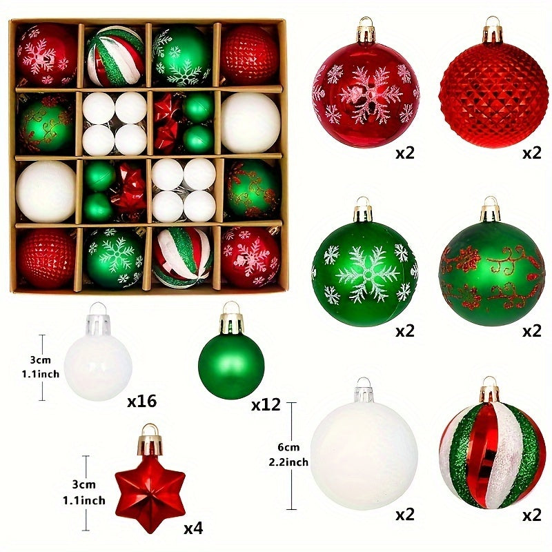 44 Pcs Christmas Balls Ornaments for Xmas Tree Decorations