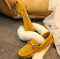 Spring And Autumn New Leather Frosted T Buckle Beanie Shoes - Hiccupzz