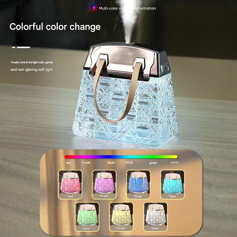 USB Desktop Crystal Bag Humidifier with Aromatherapy & Ambient Light