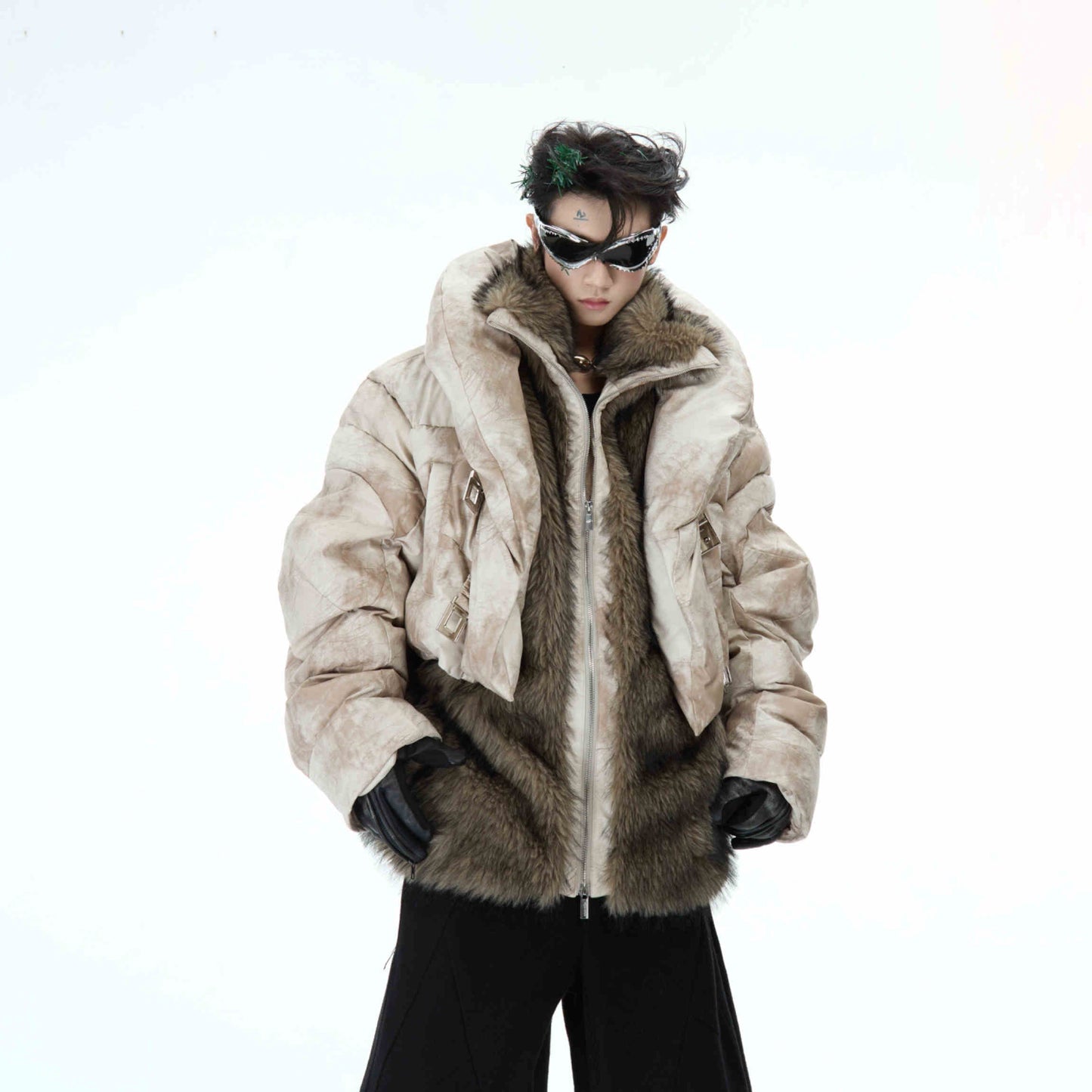 Men's Double-Layer Mountain-Style Thick Fur-Lined Jacket