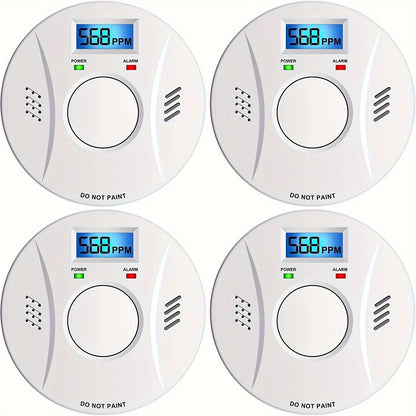 4 Pack Battery-Powered Smoke and Carbon Monoxide Detector with CO2 Detection, Easy Test/Reset Button, Reliable Home Safety Device with Advanced Sensors