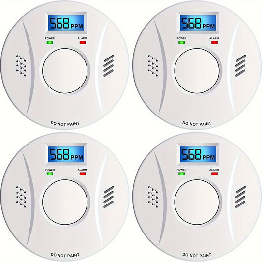 4 Pack Battery-Powered Smoke and Carbon Monoxide Detector with CO2 Detection, Easy Test/Reset Button, Reliable Home Safety Device with Advanced Sensors