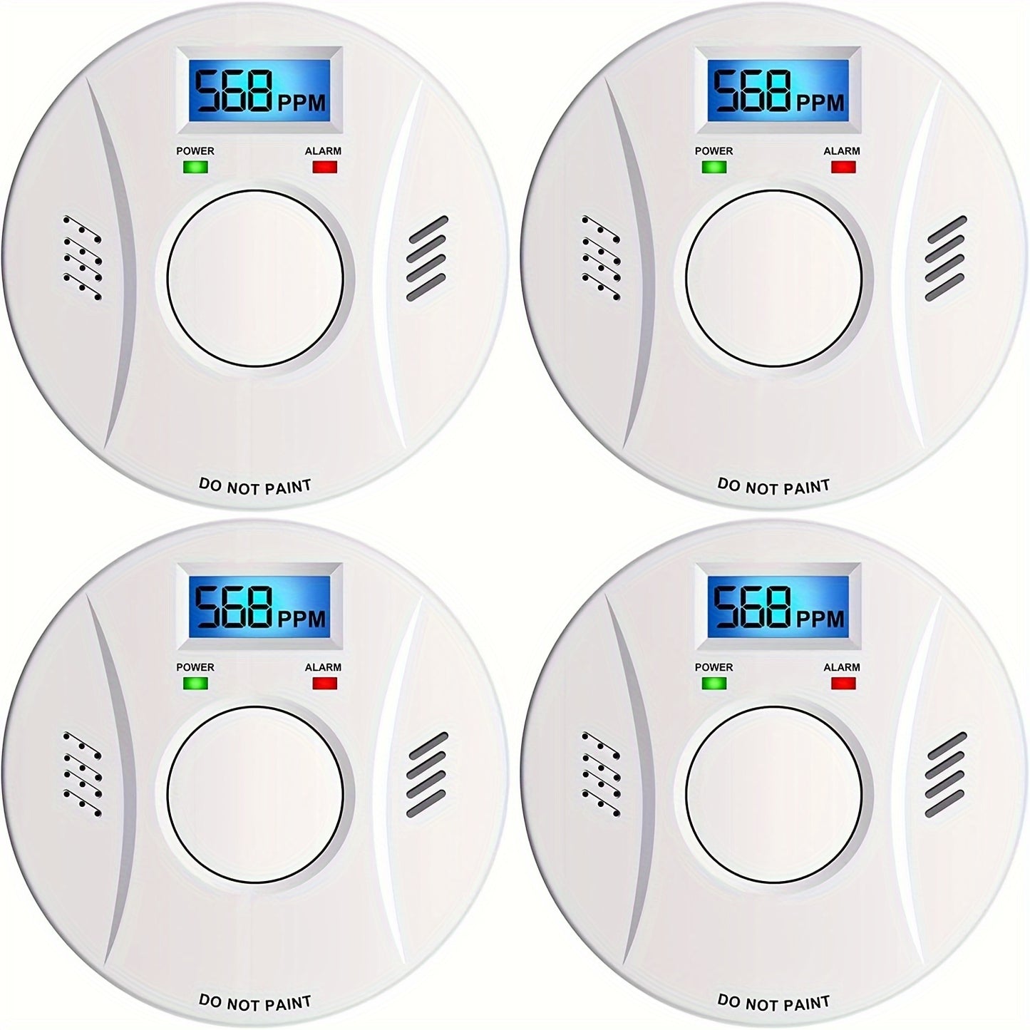 4 Pack Battery-Powered Smoke and Carbon Monoxide Detector with CO2 Detection, Easy Test/Reset Button, Reliable Home Safety Device with Advanced Sensors