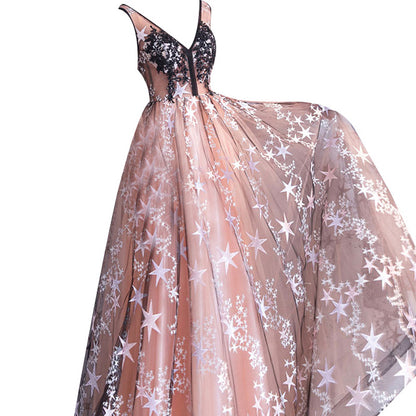 Fantasy Starry Sky Black Banquet Annual Meeting Dress - Hiccupzz