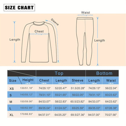 4 Pcs Youngsters' Warm Winter Underwear Set - Long Sleeve Top & Pants, Comfortable and Cozy