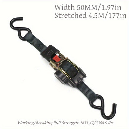 Automatic Retractable Ratchet Straps - 2 Large Straps for Cars, Motorcycles, & Off-Road Vehicles - Hiccupzz