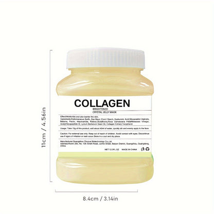 Crystal Collagen Facial Mask Powder, 12.3 oz – Hyaluronic Acid & Beta-Glucan for Smooth Skin - Hiccupzz