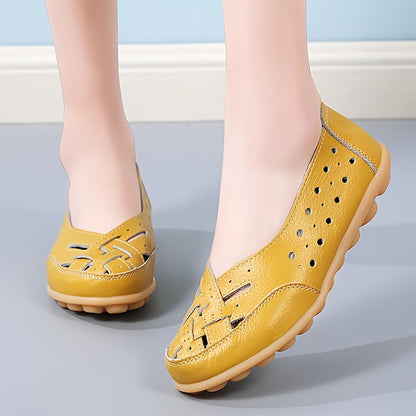 Women's Hollow Out Breathable Slip-On Flats, Casual All-Match Daily Shoes - Hiccupzz