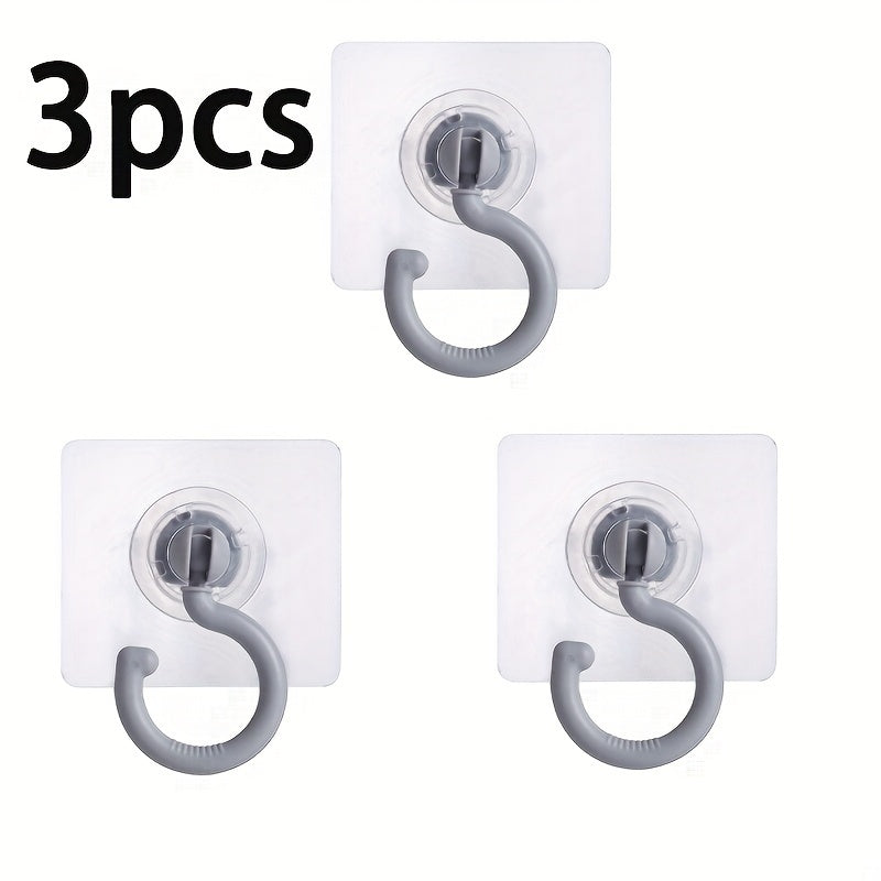 3 Pcs / set Self-Adhesive 360° Rotatable Ceiling Hook, No-Drill Wall Mount For Dome Bed Canopies & Mosquito Nets & Scarves And Bags Storage