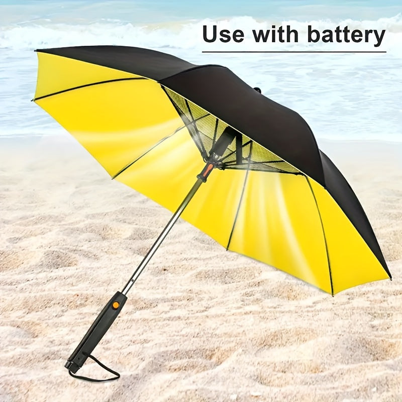 Cooling Umbrella with Fan and Spray Effect, Long Handle Umbrella with UV Protection