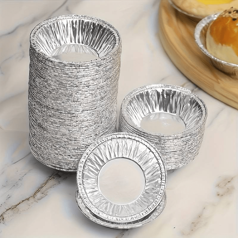 200 Pcs Non-Stick Aluminum Foil Egg Tart Molds – 2.76" Mini Pie and Pudding Cups for Baking, Ideal for Weddings and Kitchen Use