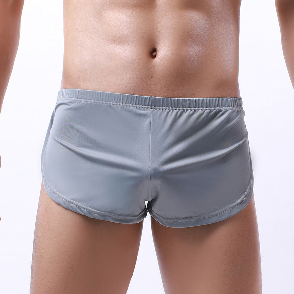 Men's Silky Round Edge Sports Boxers Home Shorts Three-point Pants