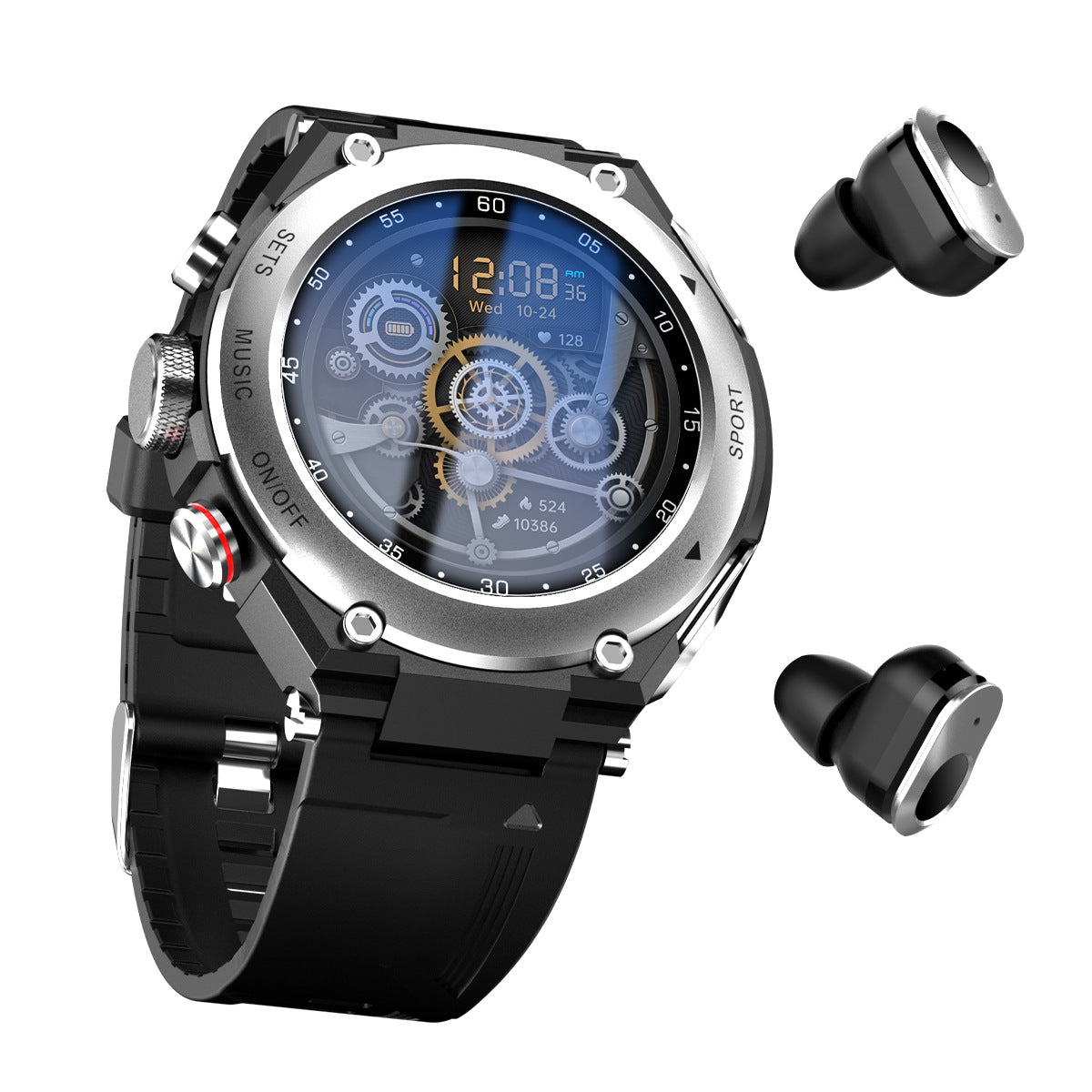 T92 Pro Smartwatch with TWS Bluetooth Earphones - 3-in-1 Call, Music, and Heart Rate Sports Wristband