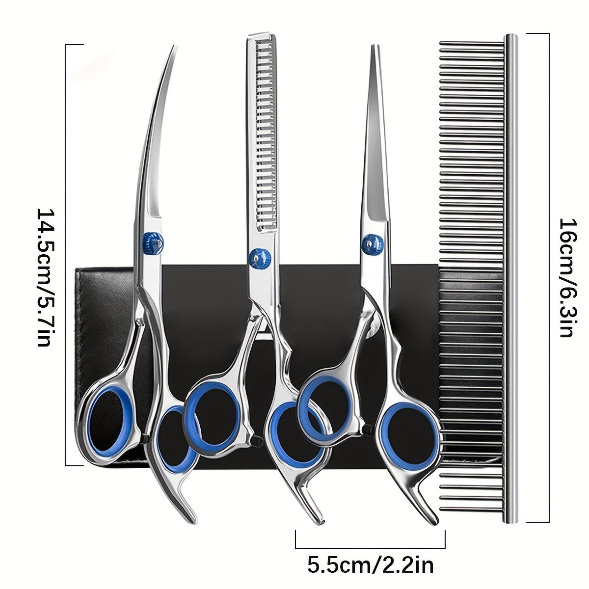 Dog Grooming Scissors Kit – Professional Pet Cleaning and Grooming Tool Set with Safety Round Tip Stainless Steel Shears for Dogs & Cats