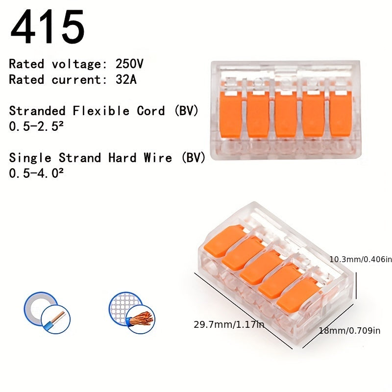 75 Pcs Electrical Quick Connector Assortment Kit - Lever Wire Nut Connectors (28-12 AWG), Push-in Terminals (2/3/4 Ports), Mini Fast Wire Connectors, Cable Termination, 0.4-6.0mm