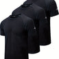3-Pack Men's Athletic Short Sleeve Crew Neck Shirts - Moisture-Wicking Undershirts with Electrocardiography Print - Hiccupzz