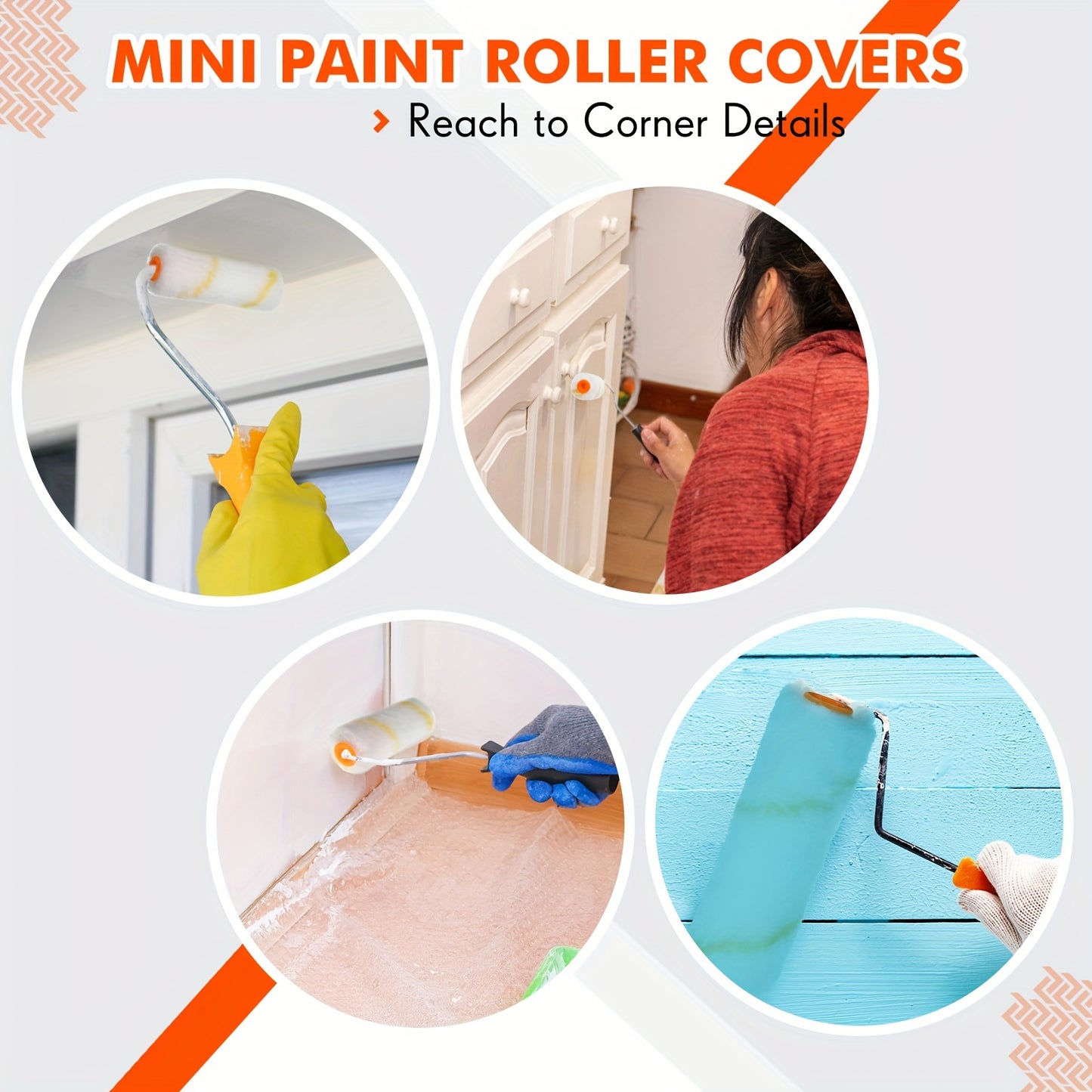 300 Pcs 4 Inch Mini Paint Roller Cover 1/2" Nap Microfiber Roller Covers - Yellow & White - For Small Area Painting & Craft Repair