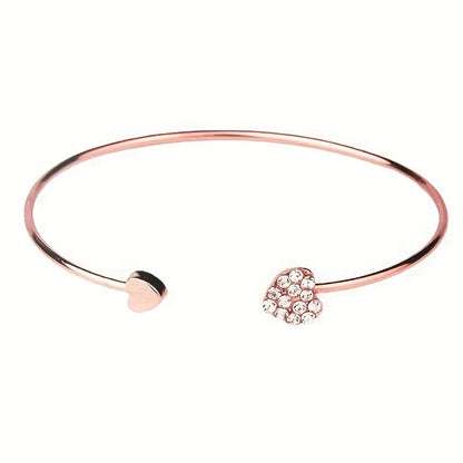 Full Drill Love Bracelet: Gold-Plated Opening Heart, Double Peach Heart Design - Ideal for Birthdays, Holidays, and Mother's Day Gifts - Hiccupzz