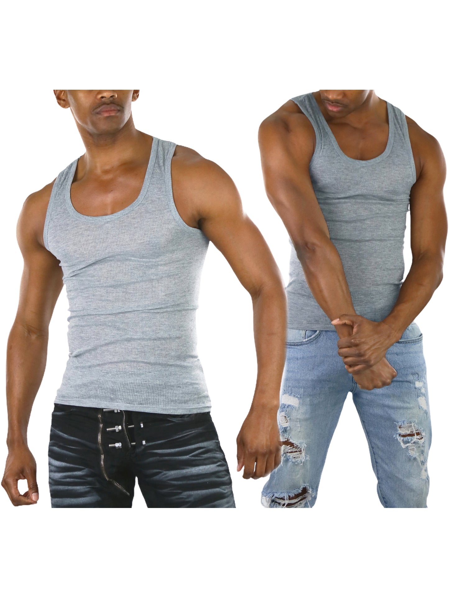 Men's Multi-Pack of Slim Fit Shallow Scoop Neck Undershirts