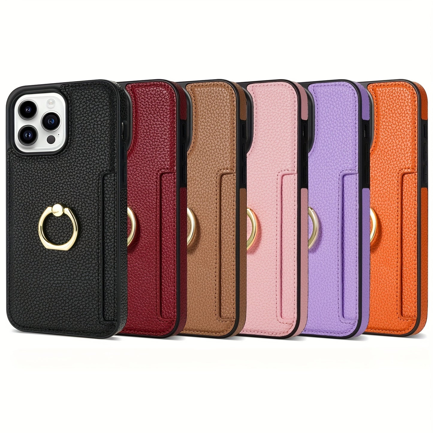 Shockproof PU Leather Wallet Case with Kickstand and Card Slots for iPhone 11-15 Pro Max - Magnetic Clasp and Protective Design