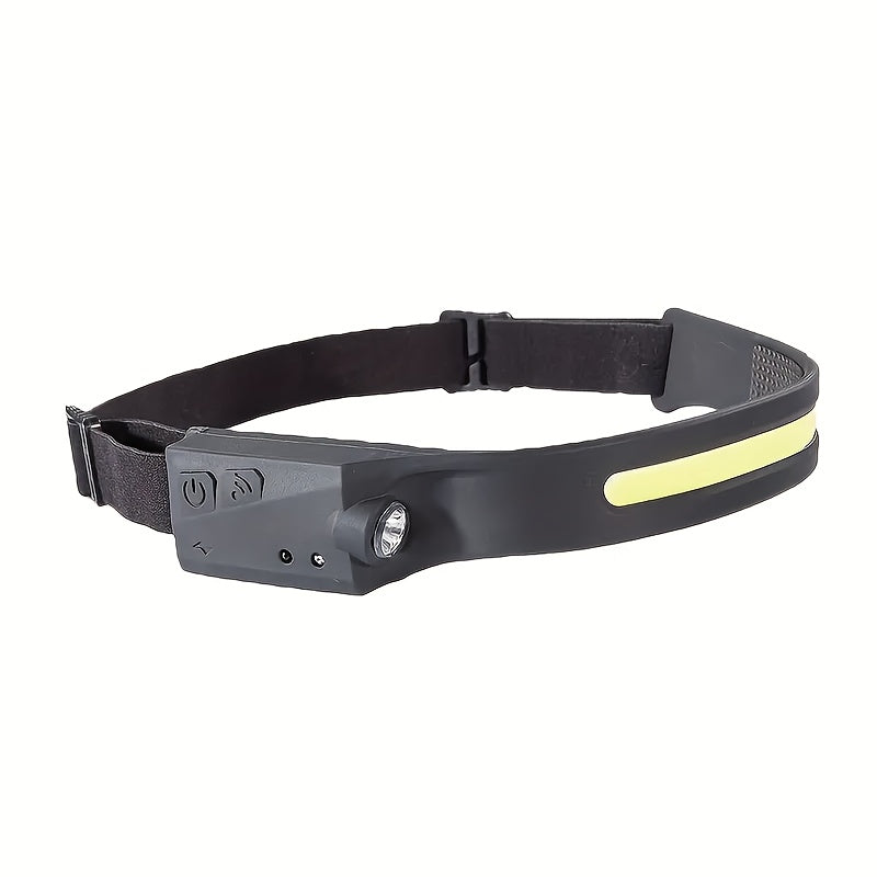 Ultra-Bright COB Headlamp with Motion Sensor, Gesture Control-USB Rechargeable Flashlight, 230° Wide Beam