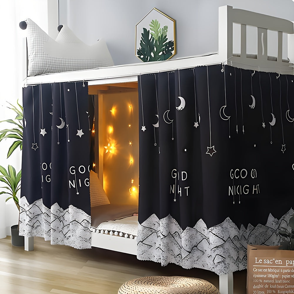 1 Pc Starry Night Bed Curtain - Dorm Room Privacy Divider, Blackout Window Treatment for Student Dorms, Machine Washable Polyester