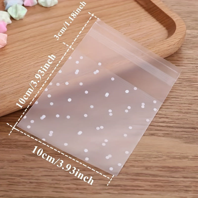 100 Pieces Cute Dot Candy Packaging Bags (10cm x 10cm) – Large Frosted Dot-Shaped Bags, High-Quality Biscuit and Holiday Gift Bags